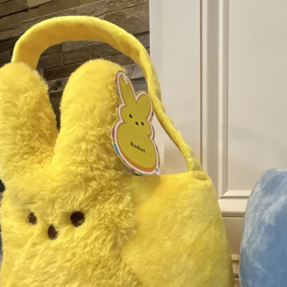 Peeps Plush Bunny Baskets Yellow Blue Set 10x8 in Easter/Candy Themed